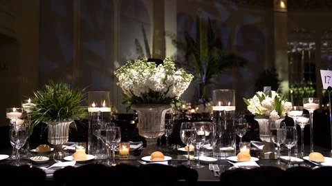 Dinner table ready for guest Stock Footage 128947919