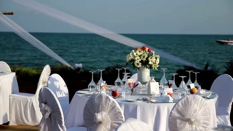 Dinner table on a sea  Stock-Footage 79471976