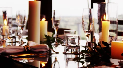 Dinner Table Set Up Dolly Shot Stock-Footage 41612042