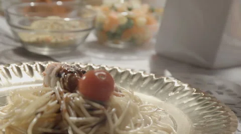 A dinner table setting Stock Footage 61078823