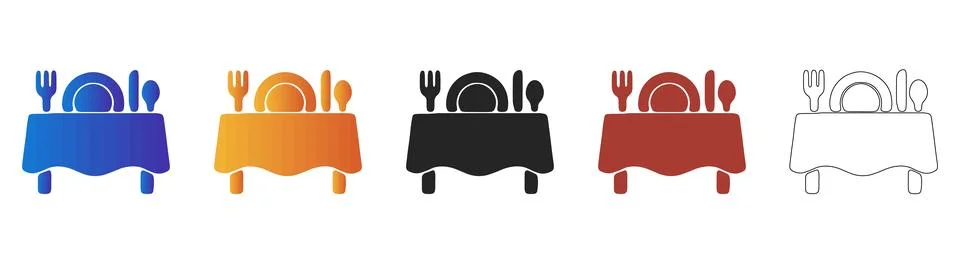 Dinner table setting icon for Thanksgiving holiday meals Stock Illustration