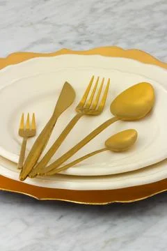 Dinner table setting Stock Photos