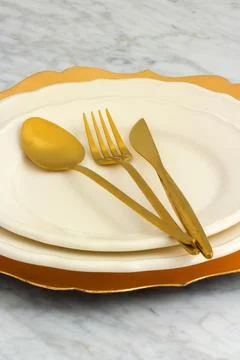 Dinner table setting Stock Photos