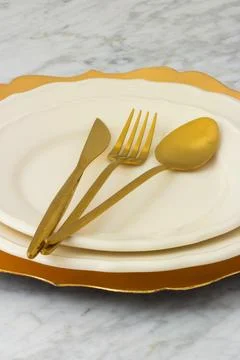 Dinner table setting Stockfoto's