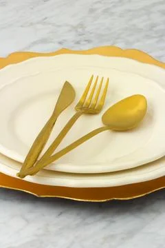 Dinner table setting Stock Photos