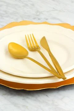 Dinner table setting Stockfoto's