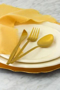 Dinner table setting Stock Photos