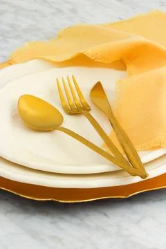 Dinner table setting Stock Photos