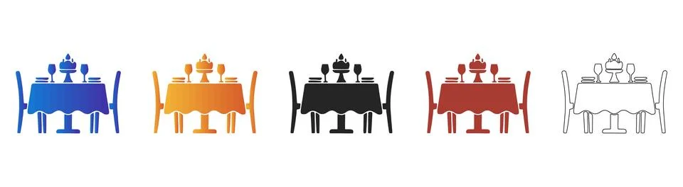 Dinner table setup icon set for festive dining Stock Illustration