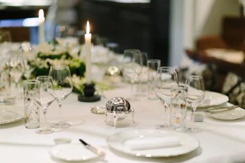 Dinner table setup 库存照片