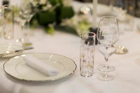 Dinner table setup Foto stock