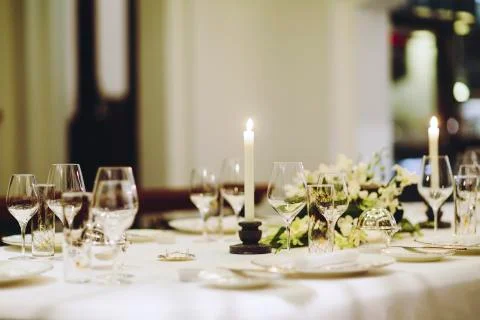 Dinner table setup Foto stock
