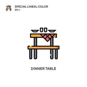 Dinner table Special lineal color icon. Illustration symbol design template f Stock Illustration
