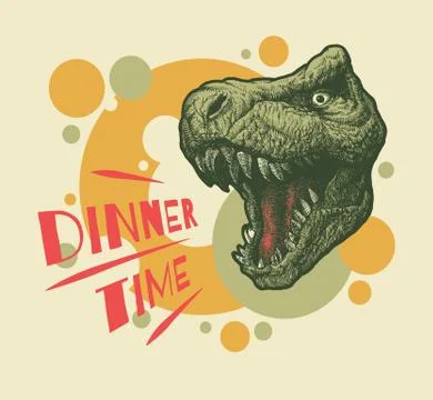 Dinner Time Banner. Cartoon Vector Illustration. Stock Illustration