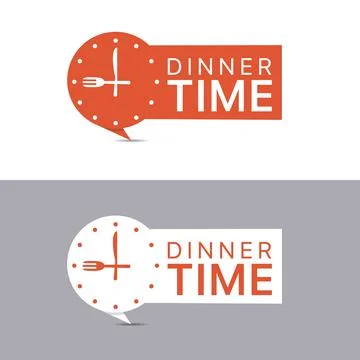 Dinner time banners. Red and white labels Illustrazione stock
