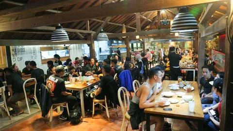 Dinner time in a restaurant Stock Photos