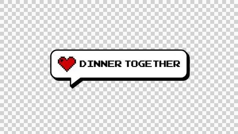 Dinner Together 8-bit pixel art comment balloon in neubrutalism. Stock Illustration