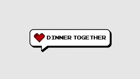 Dinner Together 8-bits pixel art neubrutalism comment balloon. Stock Footage 316773962