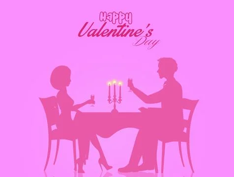 Dinner for two for Valentines day Stock Illustration