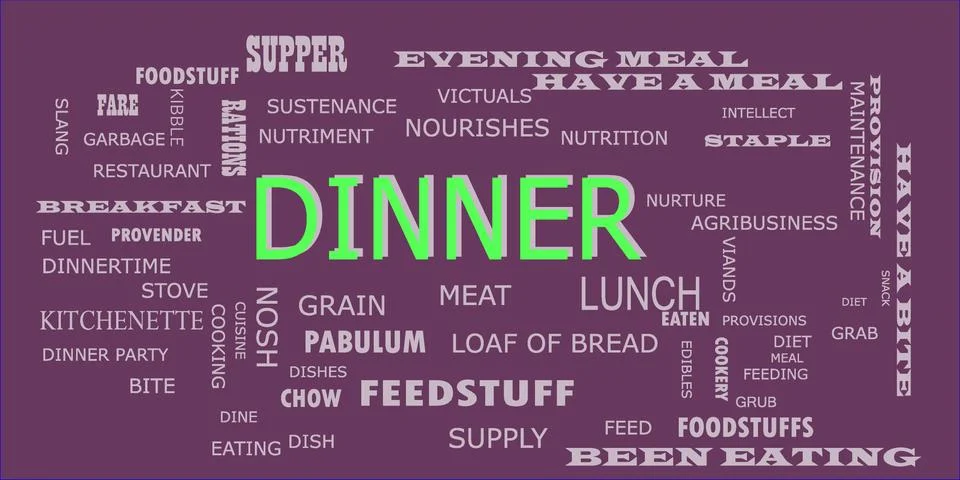 Dinner word presented on text cloud background Stock Illustration