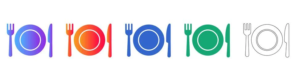 Dinnerware Place Setting Icon Set for Restaurant Menus Stock Illustration