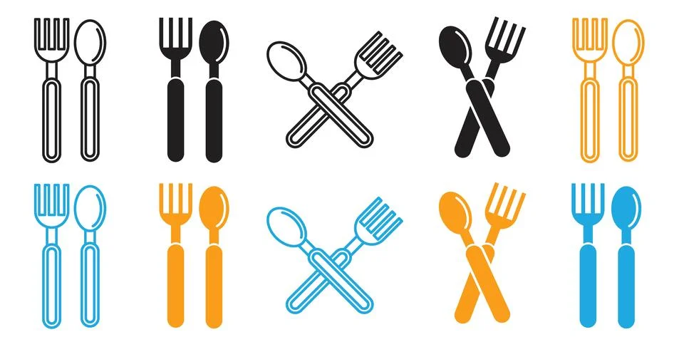 Dinnerware Set Icon for Serving Meals with Spoon and Fork Illustrazione stock