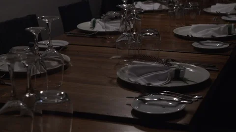 Dinnerware on table Stock Footage 113361272