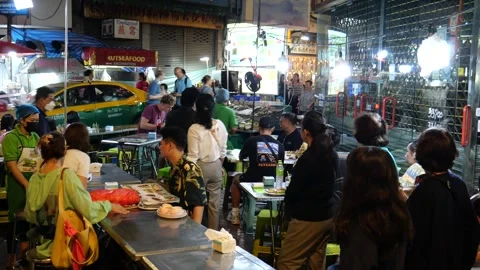 Dinning at Bangkok's Chinatown Stock Footage 254071953