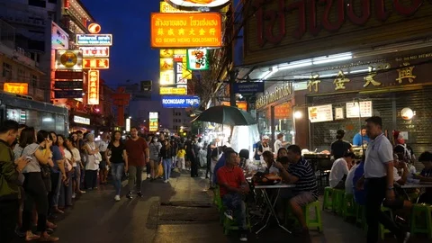Dinning in Chinatown of Bangkok Stock Footage 119020159