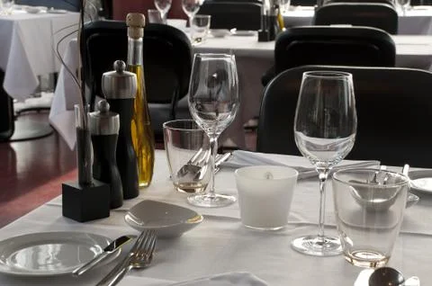 Dinning table served Foto stock