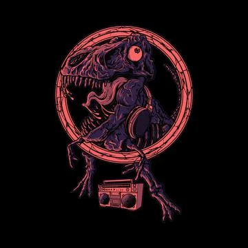 Dino dancing graphic illustration vector art t-shirt design Stock Illustration