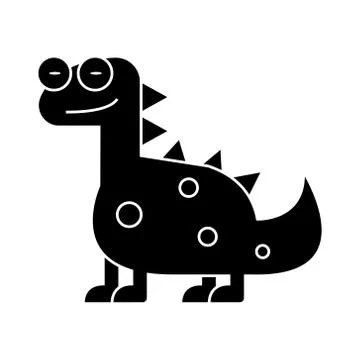 Dino - dinosaur cute icon, vector illustration, black sign on isolated Stock Illustration