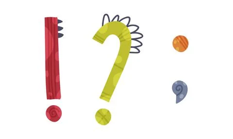 Dino Exclamation and Question Mark with Spikes as Punctuation Sign Vector Set Illustrazione stock