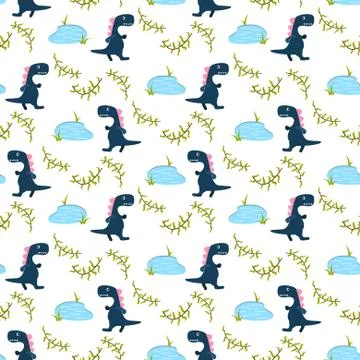 Dino kid seamless vector pattern for textile print 스톡 일러스트