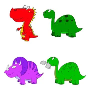 Dino set cartoon Stock Illustration