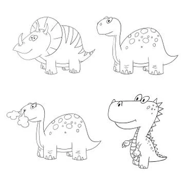 Dino set icon contour Stock Illustration