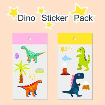 Dino sticker pack vector illustration. Illustrazione stock