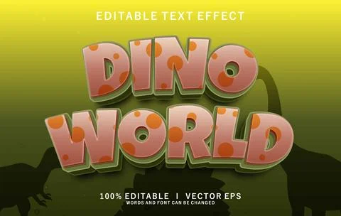 Dino world vector text effect with modern style design Stock Illustration