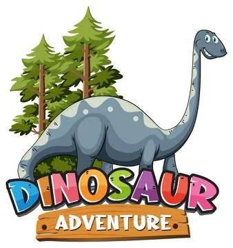 Dinosaur Adventure in the Forest Stock Illustration