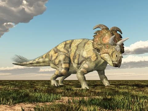 Dinosaur Albertaceratops in a landscape Stock Illustration
