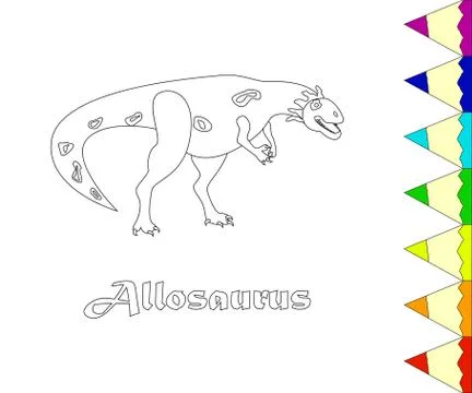 Dinosaur, Allosaurus coloring page Stock Illustration