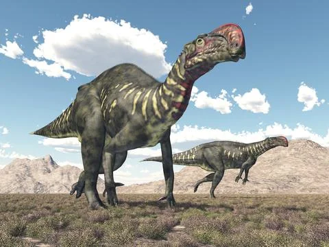 Dinosaur Altirhinus in a landscape Stock Illustration