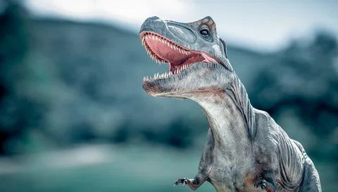 Dinosaur on the background of the ancient world. Stock Illustration