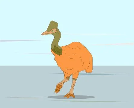 Dinosaur bird stands on nature, vector Illustrazione stock