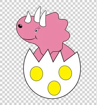 Dinosaur Black Silhouette Of A Hatching spikes egg shell Stock Illustration