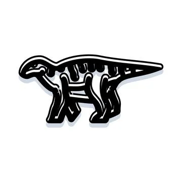 Dinosaur bone skeleton creating abstract black icon Stock Illustration
