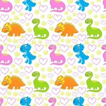 Dinosaur   bright vector seamless pattern. Illustrazione stock