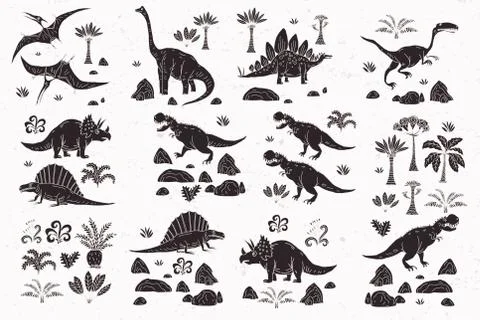 Dinosaur cartoon collection set vector illustration.  dinosaurs cute monster Stock Illustration