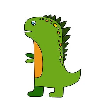 Dinosaur character Vector color doodle illustration isolated on white Stock Illustration
