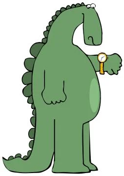 Dinosaur checking his wristwatch Illustrazione stock